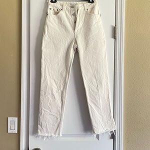 Zara frayed hem off-white jeans